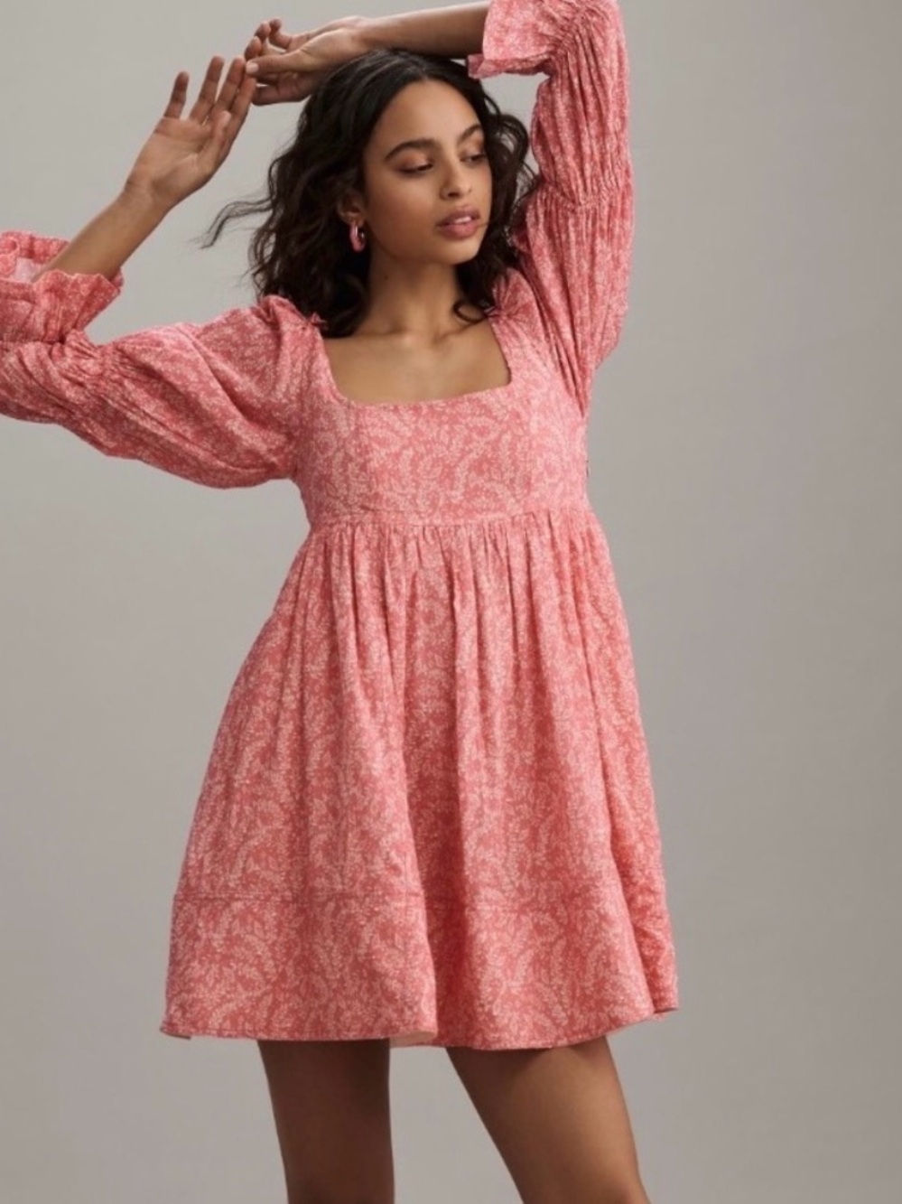Pilcro Pink Square-Neck Babydoll Dress